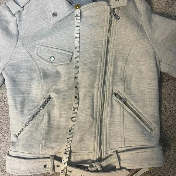Trafaluc by Zara grey moto jacket with silver detail size XS - Picture 11 of 12